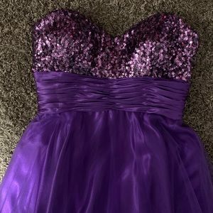 Long purple prom dress.